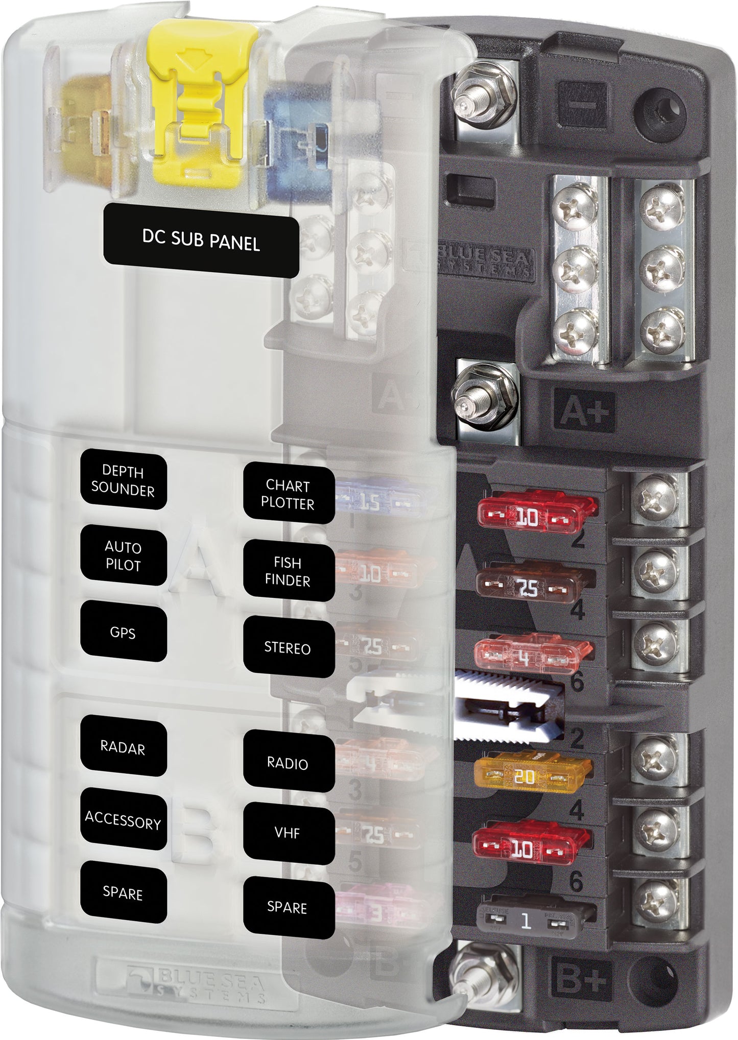 Blue Sea 5032 12-gang 2-group Fuse Block St Ato-atc Negative Bus And Cover