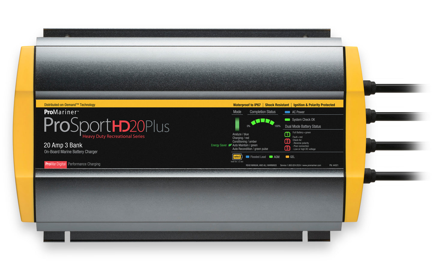 Promariner Prosport Hd 20 Gen4 20 Amp Battery Charger 12-24-36v 3 Bank 120v Input