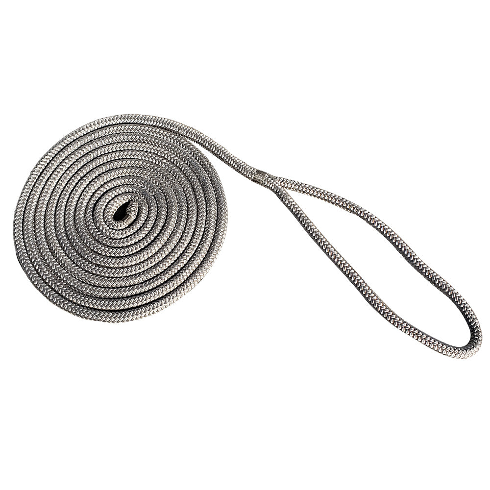 New England Rope 3/8" x 15 Nylon Double Braid Dock Line - Grey [5058-12-00015]