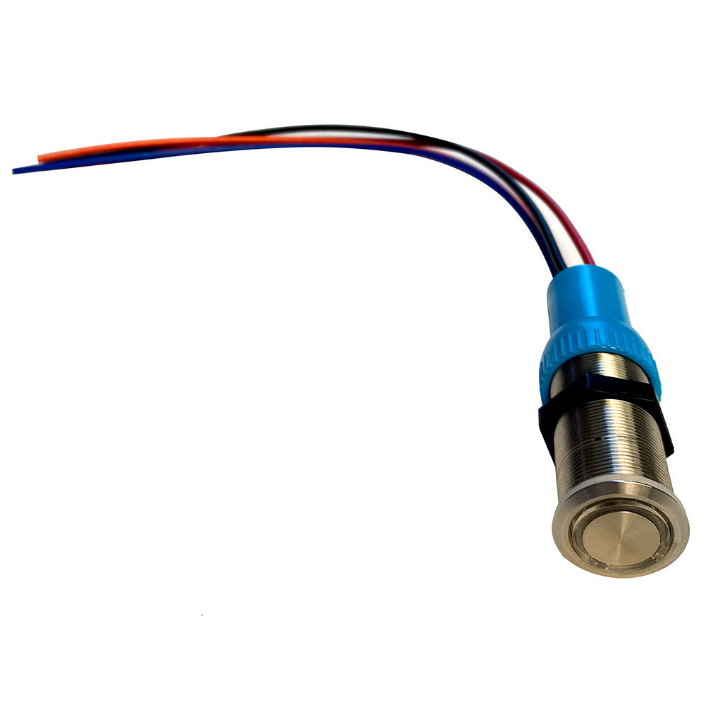 Bluewater 22mm Push Button Switch - OFF/ON/ON Nav/Anc Contact - Blue/Green/Red LED - 4' Lead [9059-3114-4]