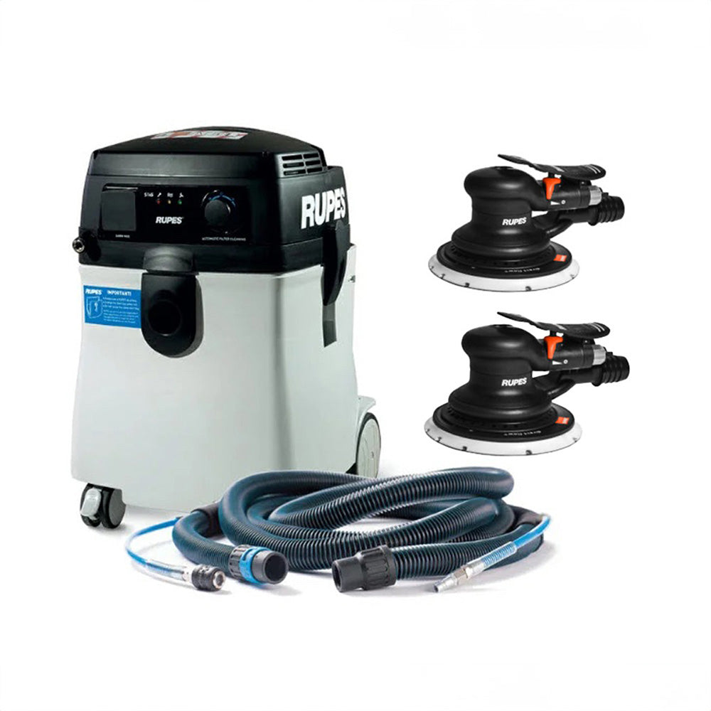RUPES S245 Portable Vacuum Long Hose Kit w/(2) RH356A Skorpio Sander [S245EPL/KL2-66]