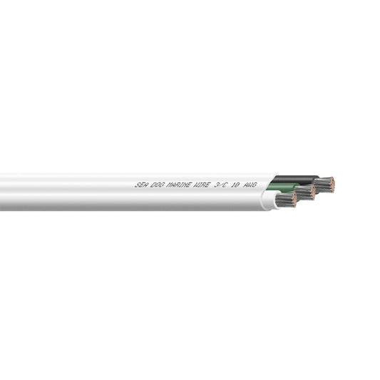 Sea-Dog 10/3 AWG Flat Triplex Wire - White/Green/Black - 300' [8010305]