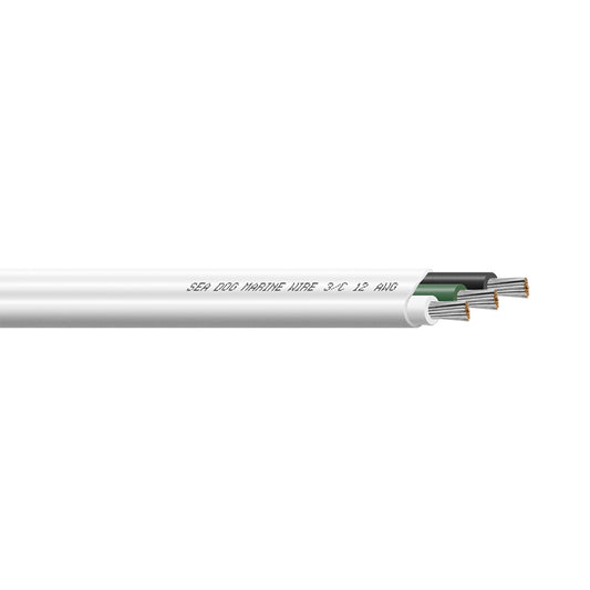Sea-Dog 12/3 AWG Flat Triplex Wire - White/Green/Black - 25' [8012300]