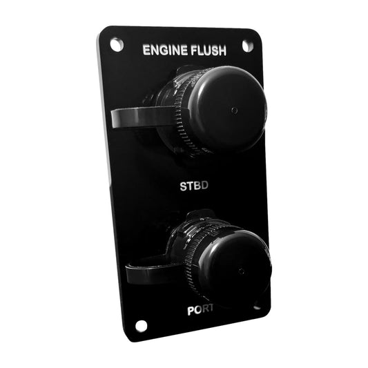 Flushmaster Vertical Dual Outlet Flush Port Reroute - Black Acrylic - 1/2" Barb [SM-QCR2BV12]