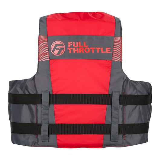 Full Throttle Adult Nylon Life Jacket - L/XL - Black/Red [112200-100-050-26]