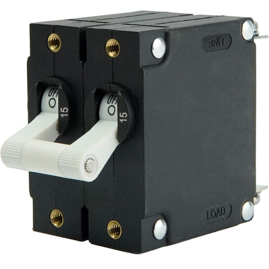 Egis A Series White Toggle Panel Mount Circuit Breaker - Dual Pole 15A [3202-15]