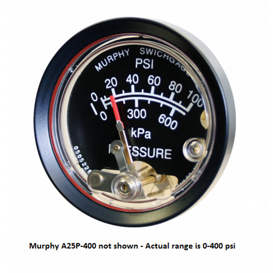 Murphy 0-400 PSI Mechanical Pressure Switchgage 2.5 in. with Polycarbonate Case - A25P-400