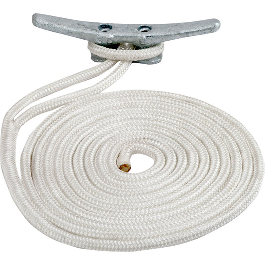 Sea-Dog Double Braided Nylon Dock Line - 1/2" x 10 - White [302112010WH-1]