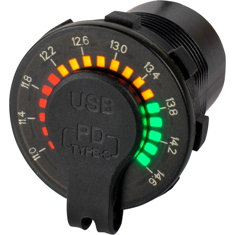 Sea-Dog Round Rainbow Voltmeter w/USB  USB-C Power Socket [426519-1]