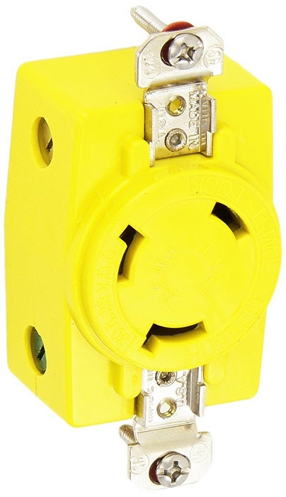 Hubbell Hbl328dcr 30a 28v Dc Locking Receptacle Yellow