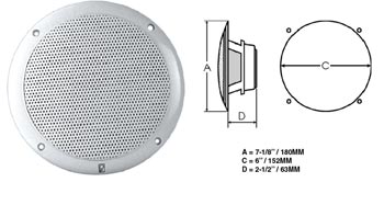 Polyplanar Ma-4056 Spkr White 6 Round Flush Mount